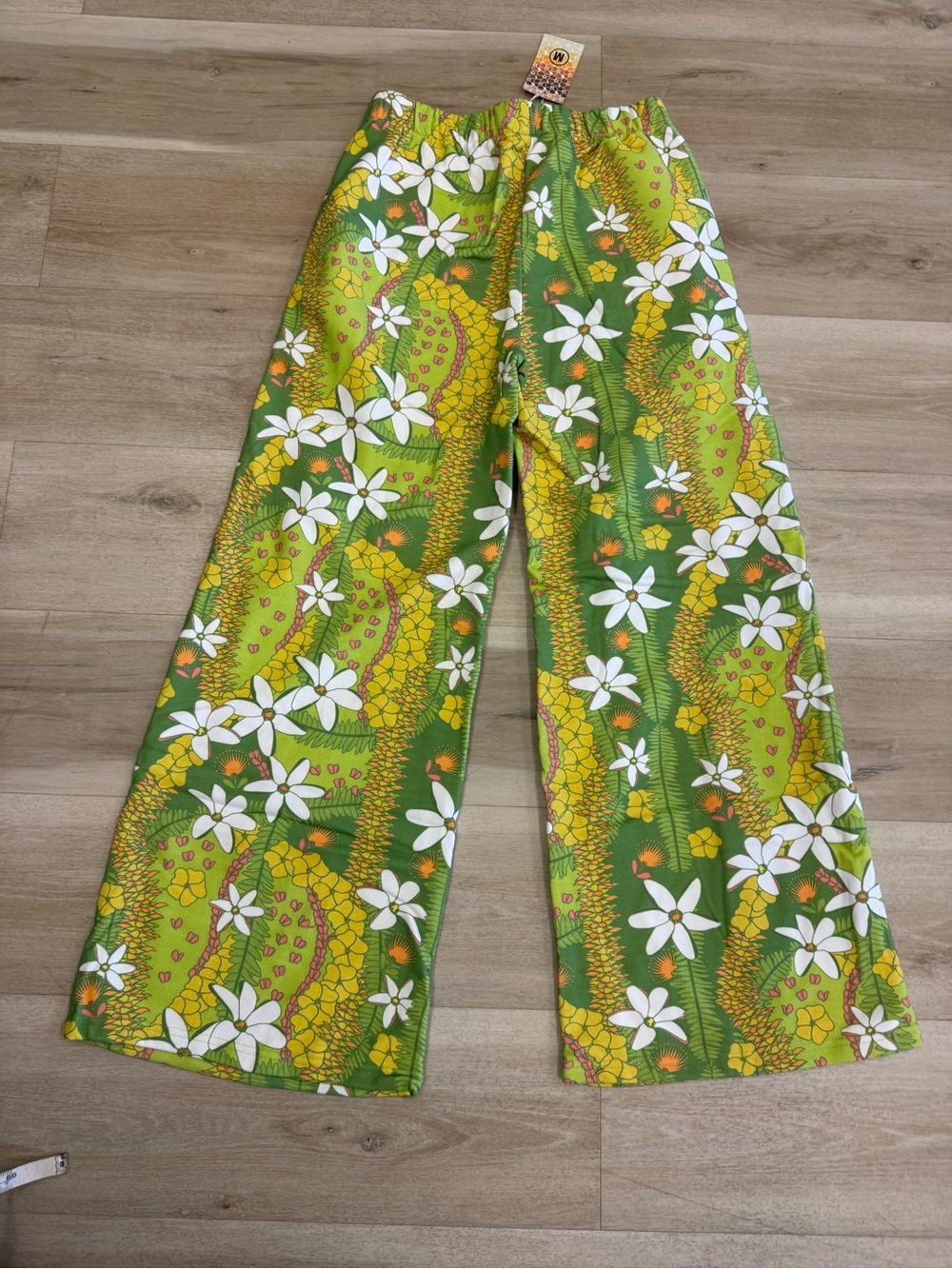 Leikini’s thick sweat pants Green Floral Wide-Leg